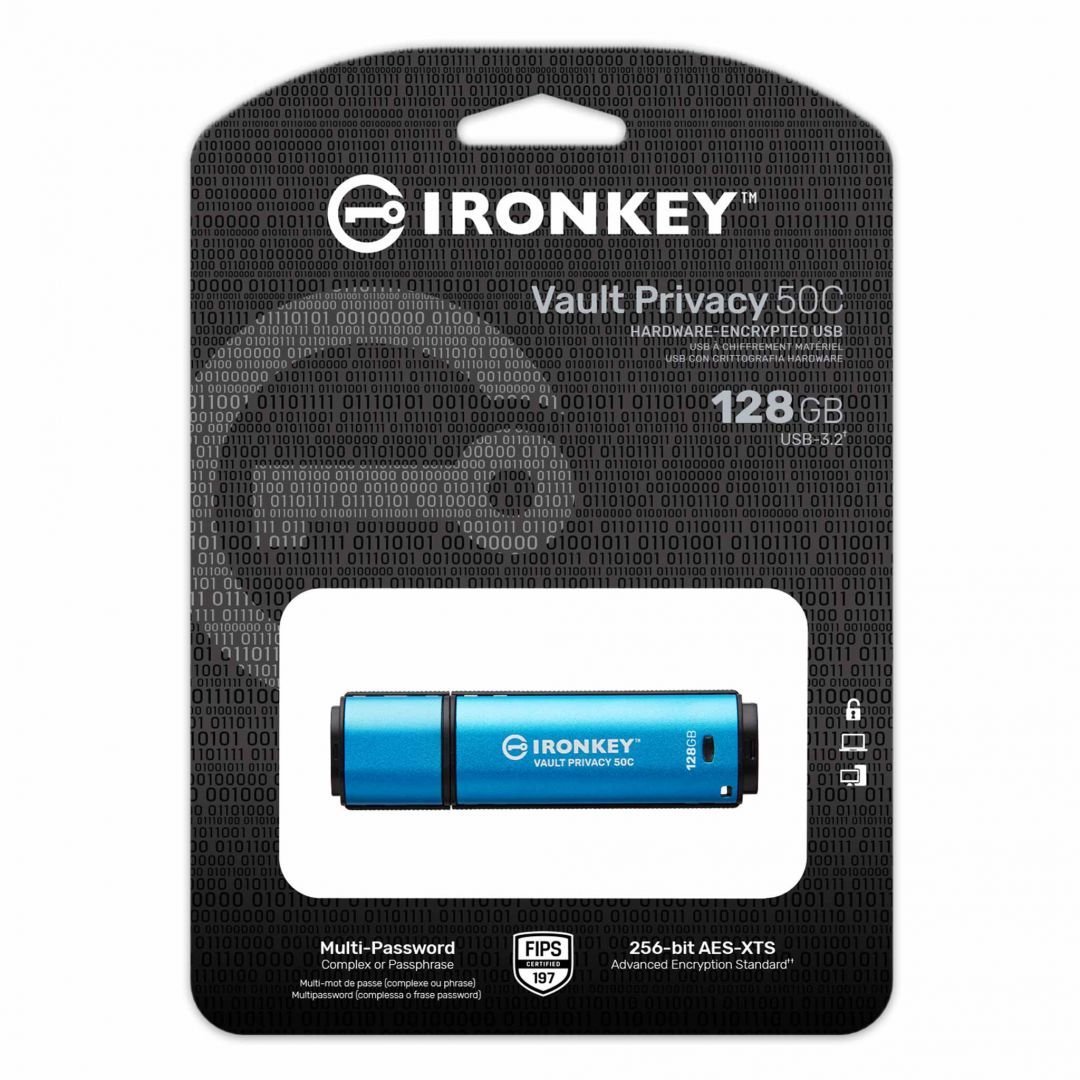 Kingston 128GB IronKey Vault Privacy 50C USB3.2 Blue