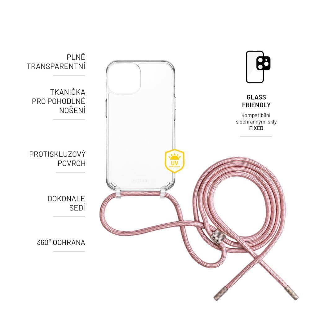 FIXED Pure Neck nyakba akasztahtó TPU gél tok Samsung Galaxy A55 5G Pink FIXPUN-1263-PI