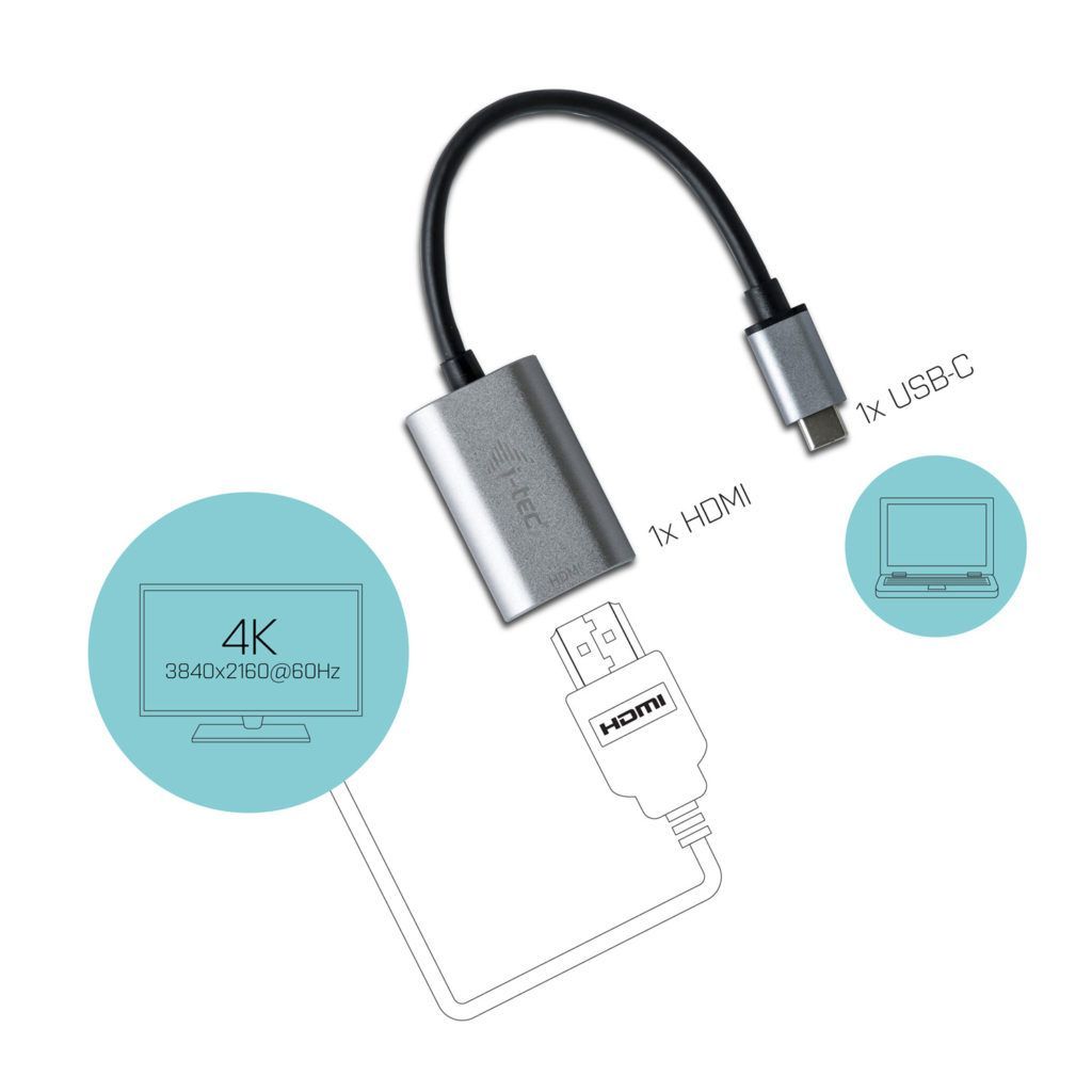 I-TEC USB-C Metal HDMI 4K/60Hz adapter cable Grey