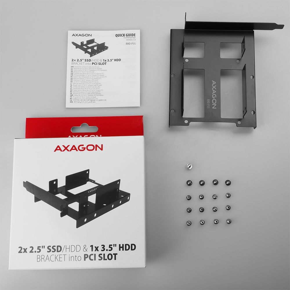 AXAGON RHD-P35 2x2.5" SSD/HDD & 1x3.5" HDD Bracket into PCI slot Black