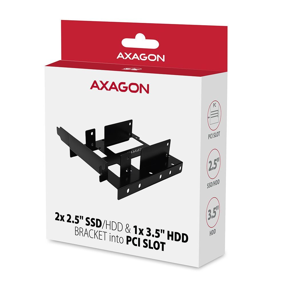 AXAGON RHD-P35 2x2.5" SSD/HDD & 1x3.5" HDD Bracket into PCI slot Black