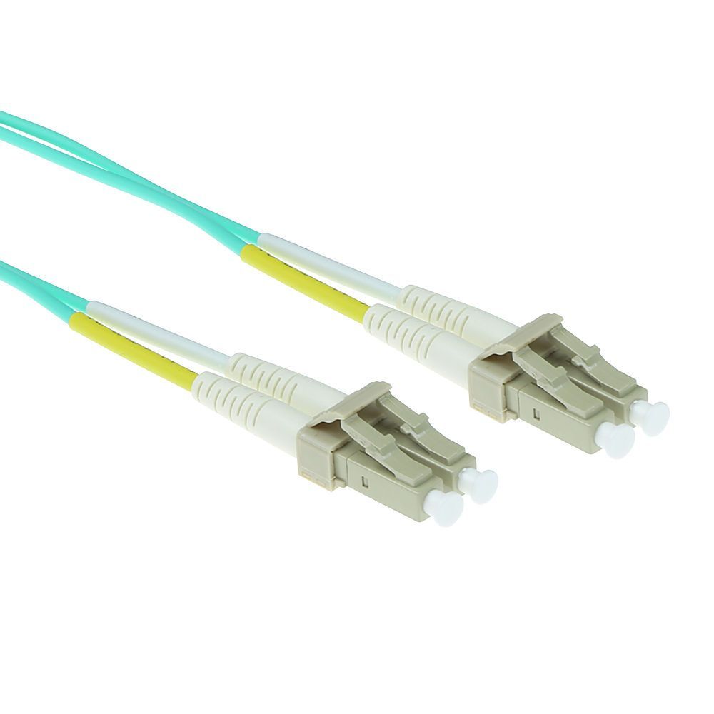ACT LSZH Multimode 50/125 OM3 fiber cable duplex with LC connectors 0,5m Blue