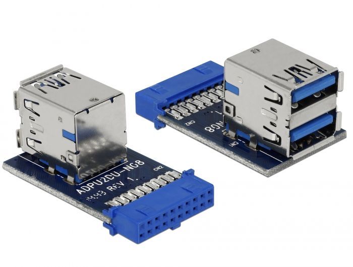 DeLock USB 3.0 Pin Header female > 2x USB 3.0 female up stacked