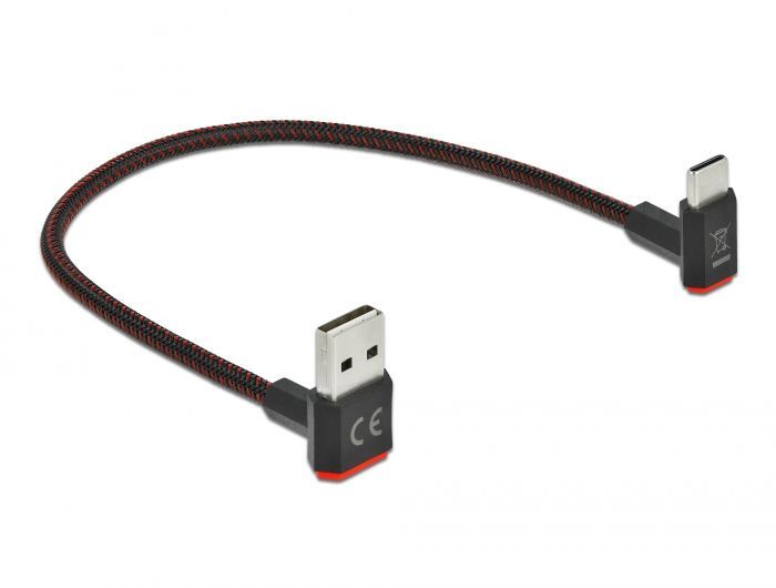 DeLock EASY-USB 2.0 Cable Type-A male to USB Type-C male angled up / down 0.2m Black