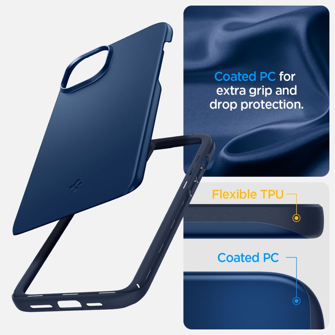 Spigen iPhone 15 Case Thin Fit Navy Blue