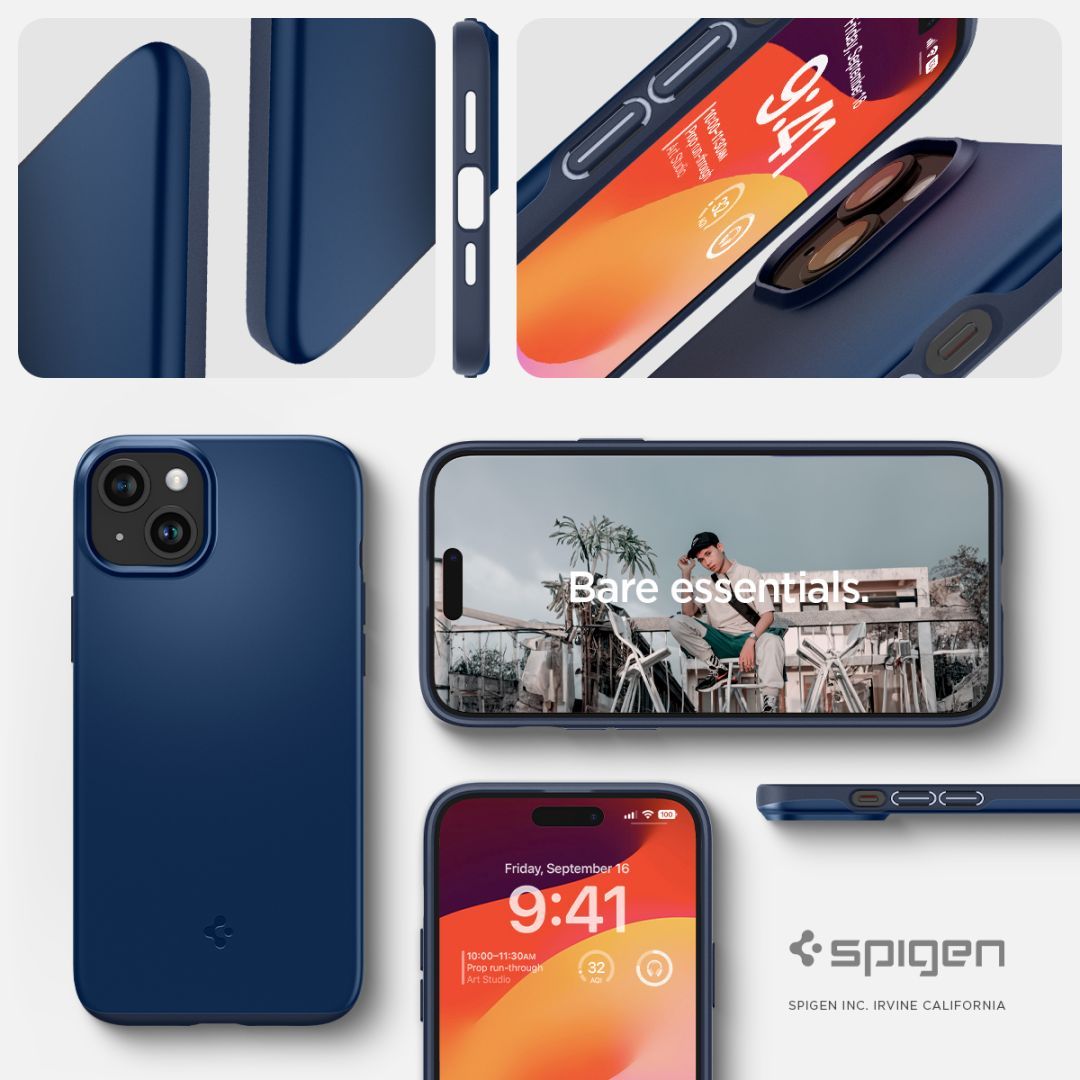 Spigen iPhone 15 Case Thin Fit Navy Blue