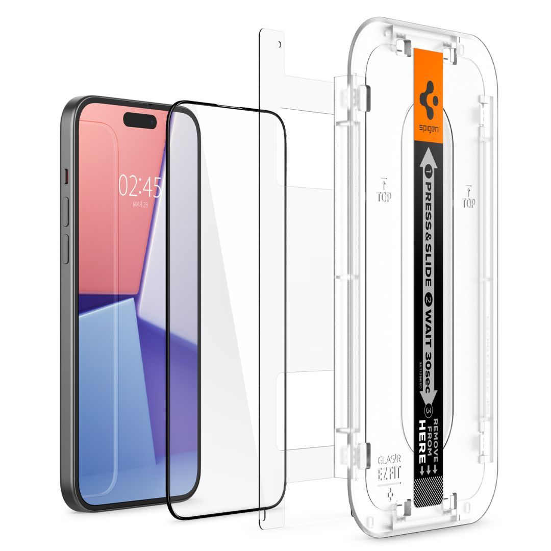 Spigen iPhone 15 Plus Glass tR EZ Fit FC Black (2 Pack)