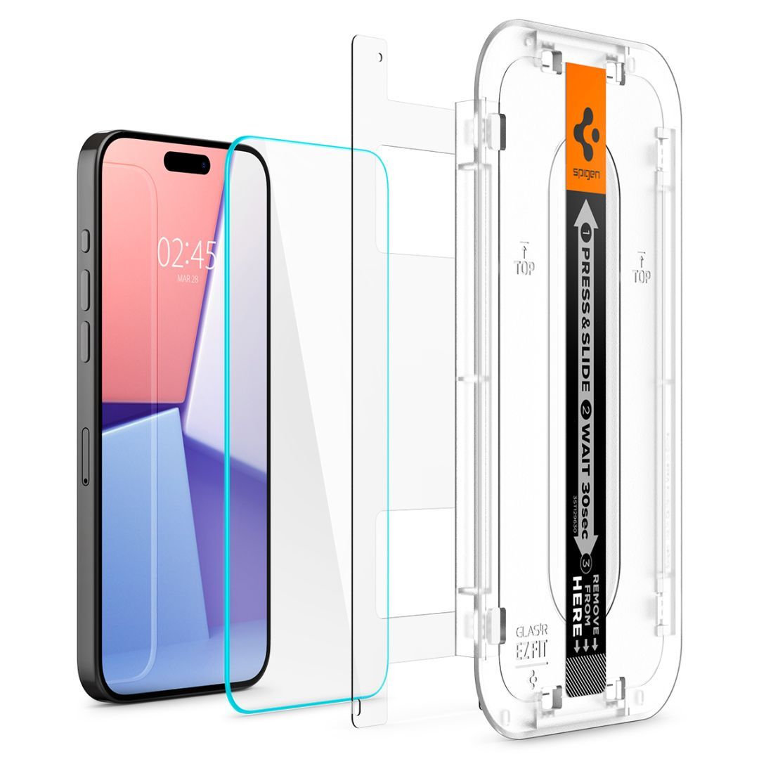 Spigen iPhone 15 Pro Screen Protector EZ FIT GLAS.tR Transparency (2 db)