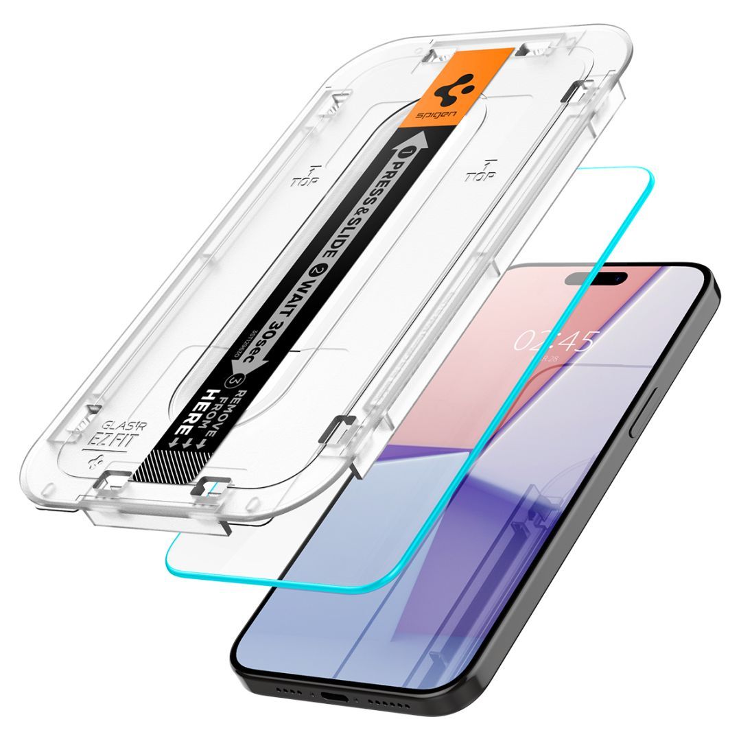 Spigen iPhone 15 Pro Screen Protector EZ FIT GLAS.tR Transparency (2 db)