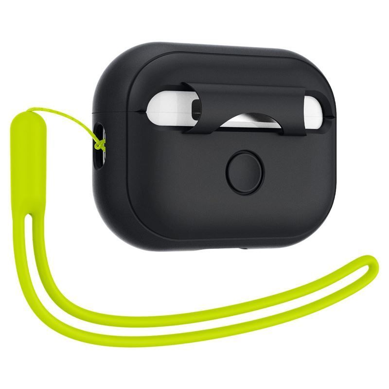 Spigen Case Silicone Fit Black + Strap Phantom Green - AirPods Pro (2nd Gen)