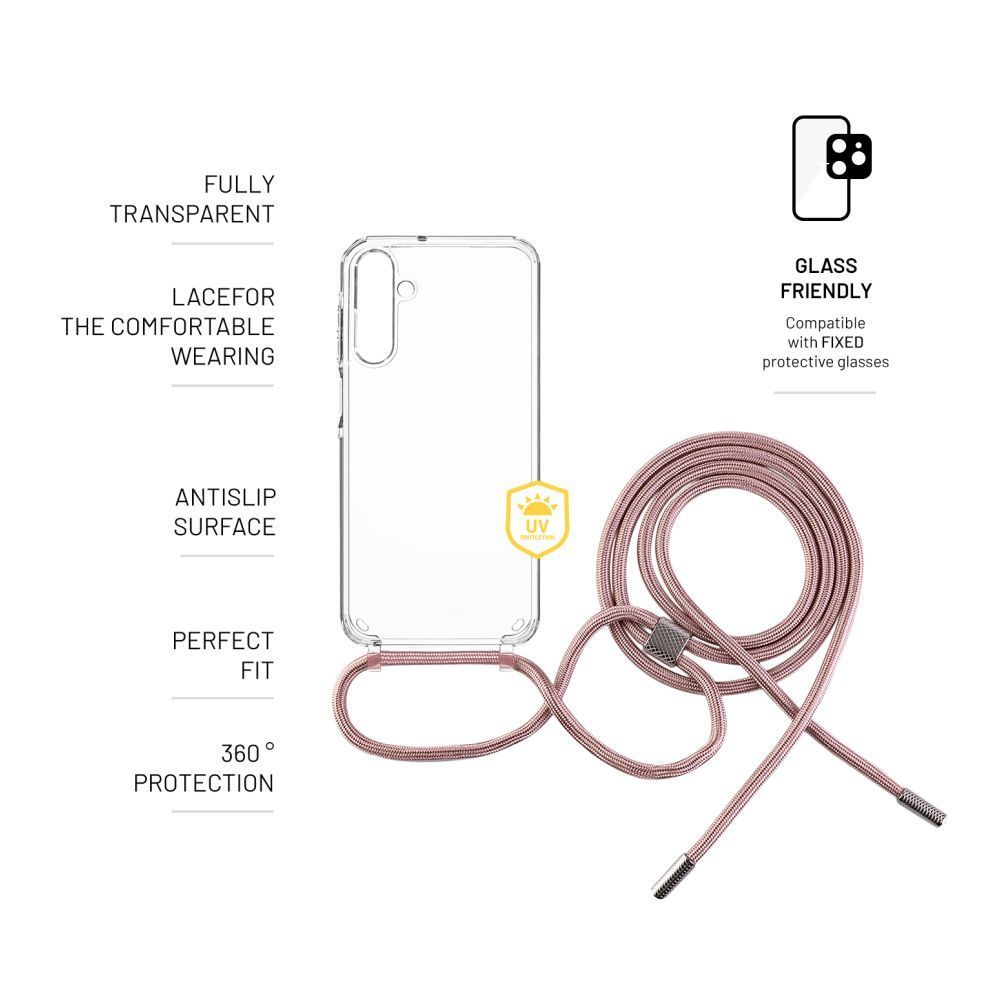 FIXED Pure Neck nyakba akasztahtó TPU gél tok Samsung Galaxy A15/A15 5G Pink FIXPUN-1259-PI