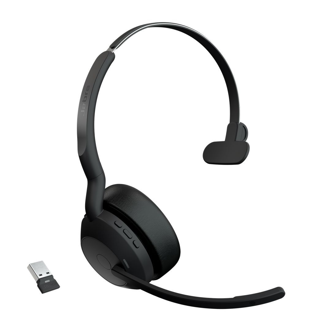 Jabra Evolve2 55 MS Mono with Link380c Wireless Bluetooth Headset Black