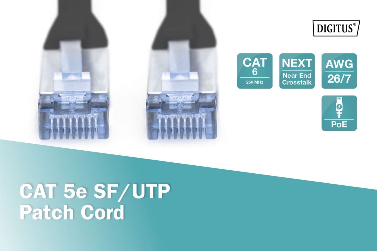 Digitus CAT5e SF-UTP Patch Cable 3m Black