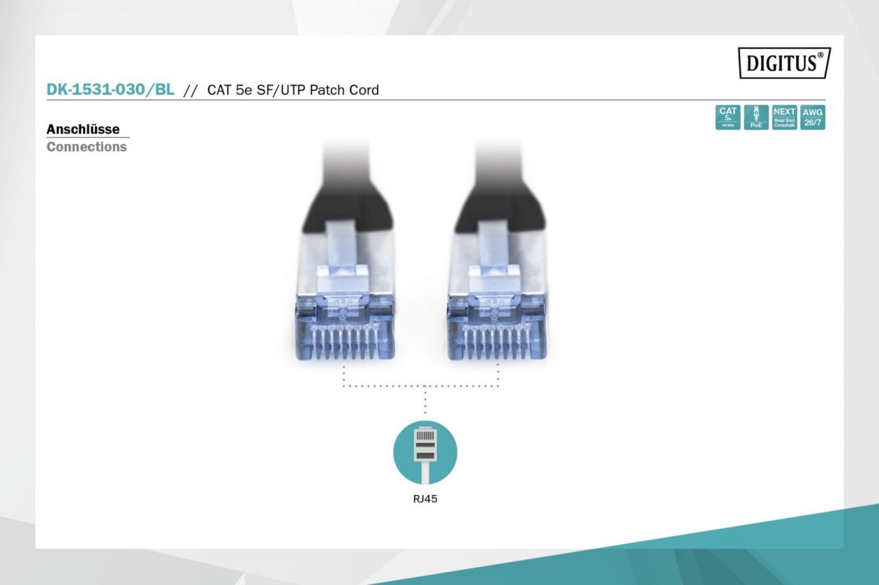 Digitus CAT5e SF-UTP Patch Cable 3m Black