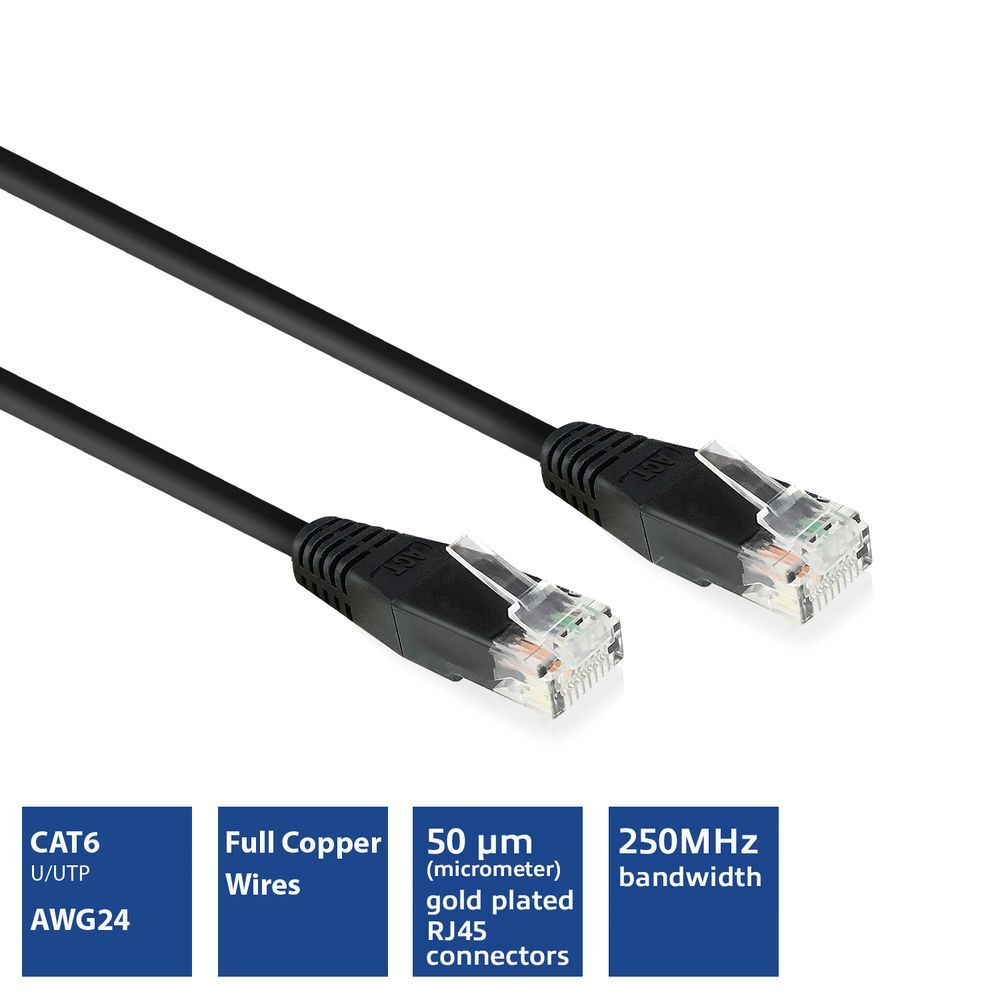 ACT CAT6 U-UTP Patch Cable 1m Black