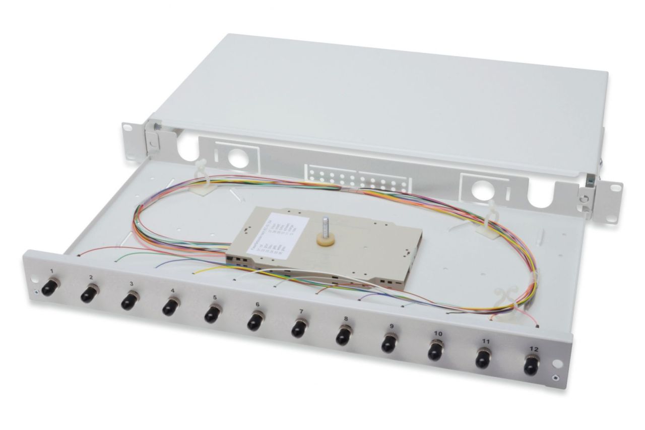 Digitus FO splice box, 1U, equipped, 12x SC DX, OS2