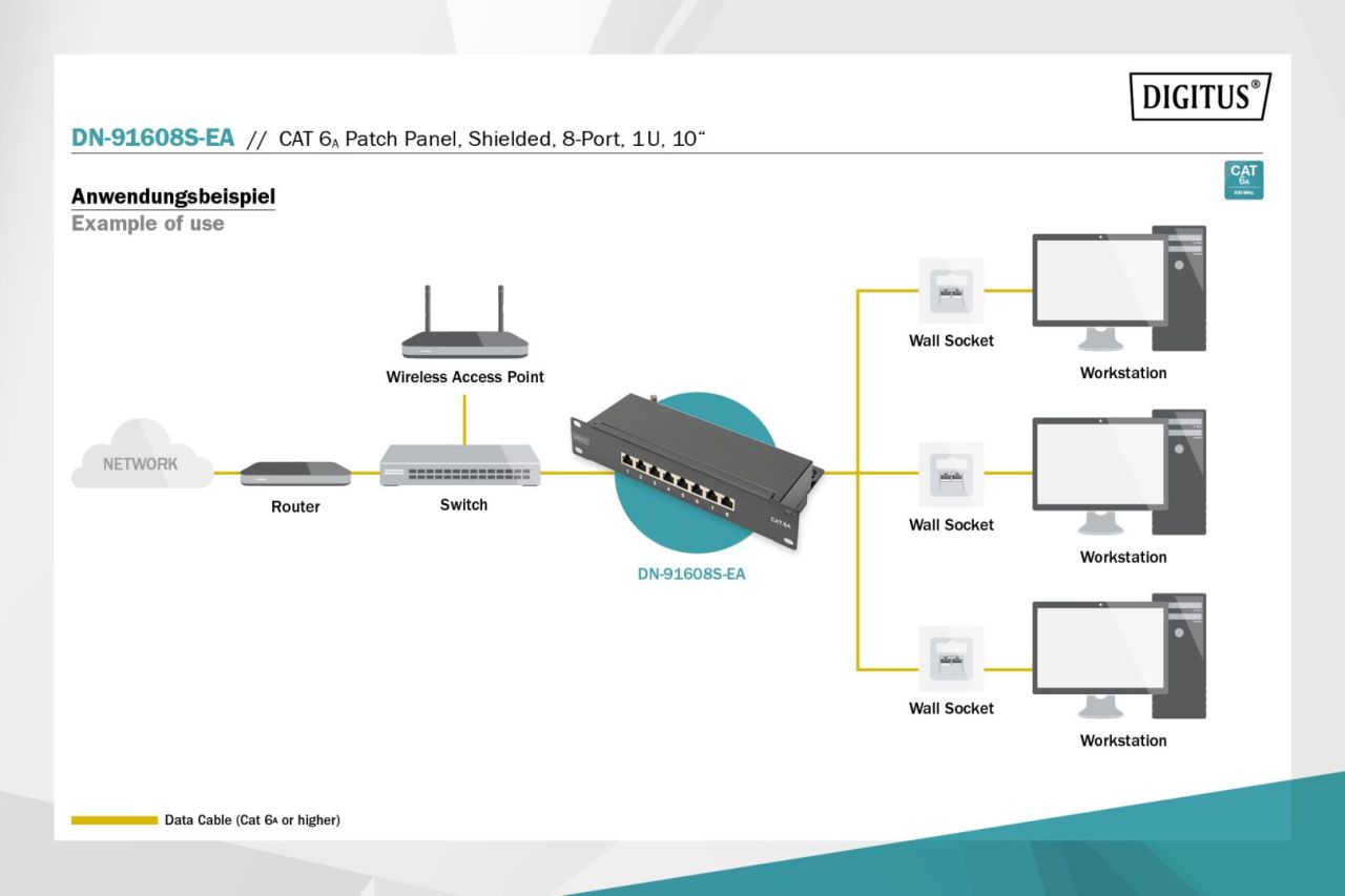 Digitus 8-Port Patch Panel 1U Black