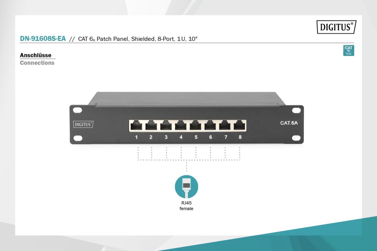 Digitus 8-Port Patch Panel 1U Black