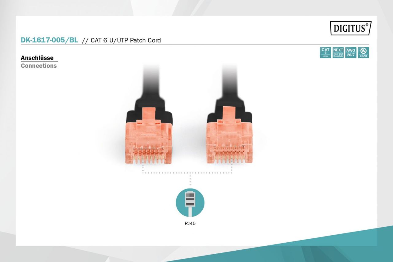 Digitus CAT6 U-UTP Patch Cable 0,5m Black