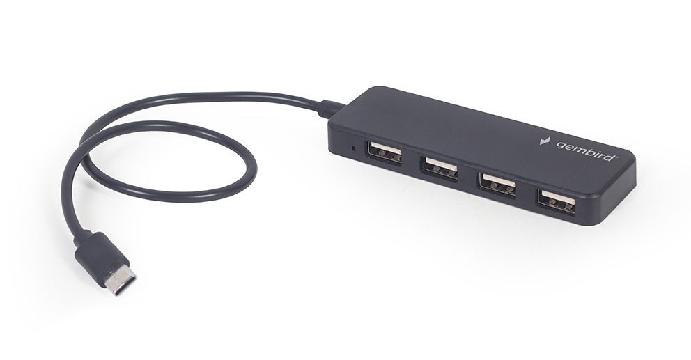 Gembird 4-portos USB2.0 Type-C HUB Black