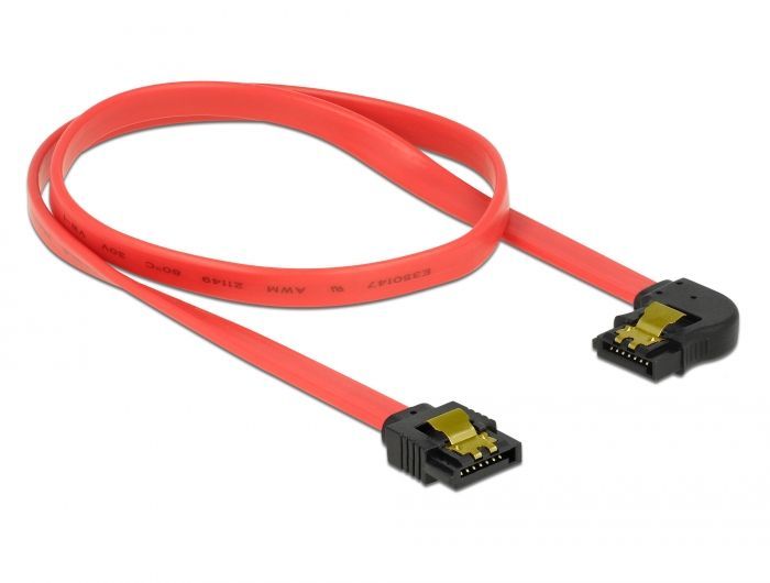 DeLock SATA 6 Gb/s Cable straight to left angled 50cm Red