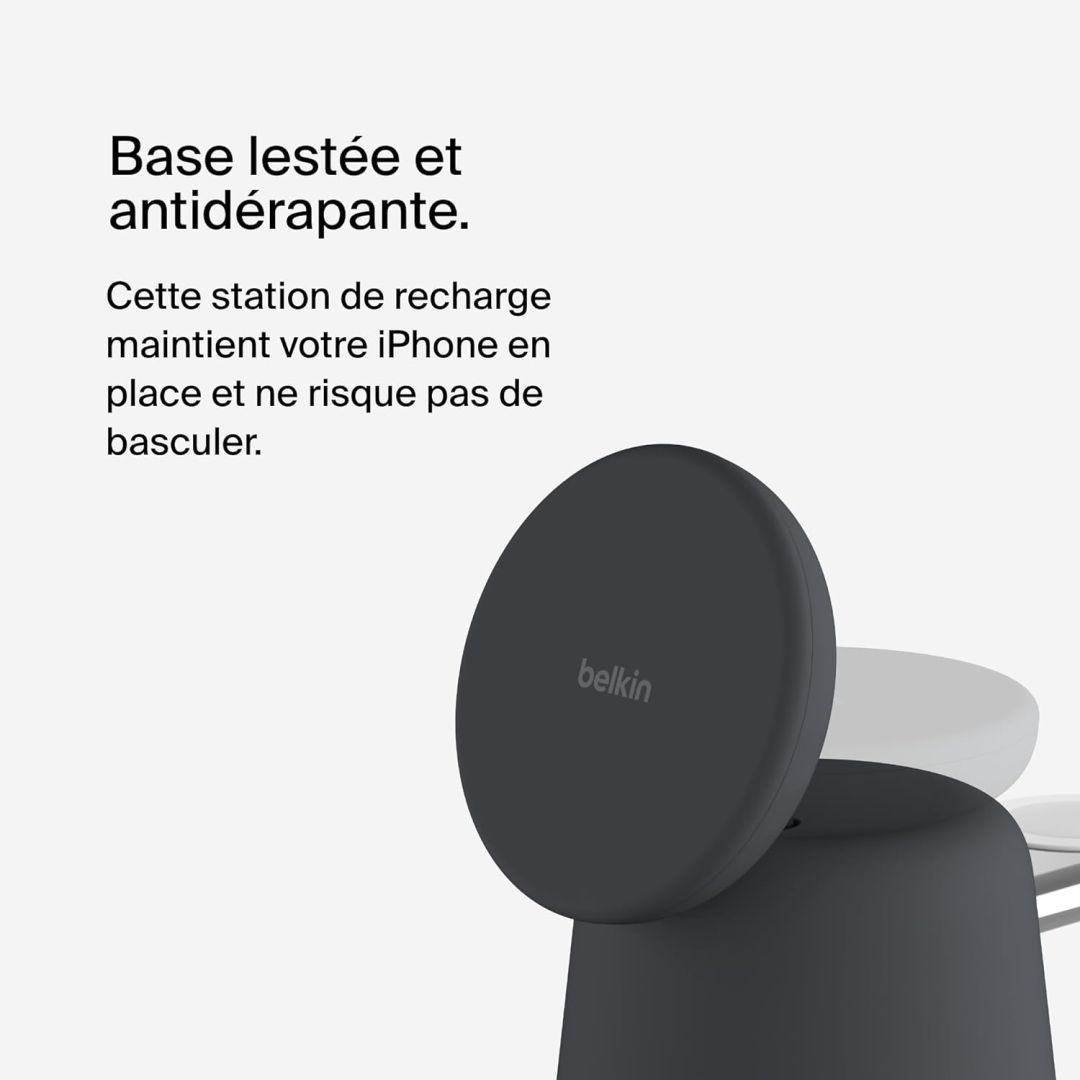 Belkin BoostCharge Pro 2in1 Wireless Charging station with MagSafe 15W Charcoal