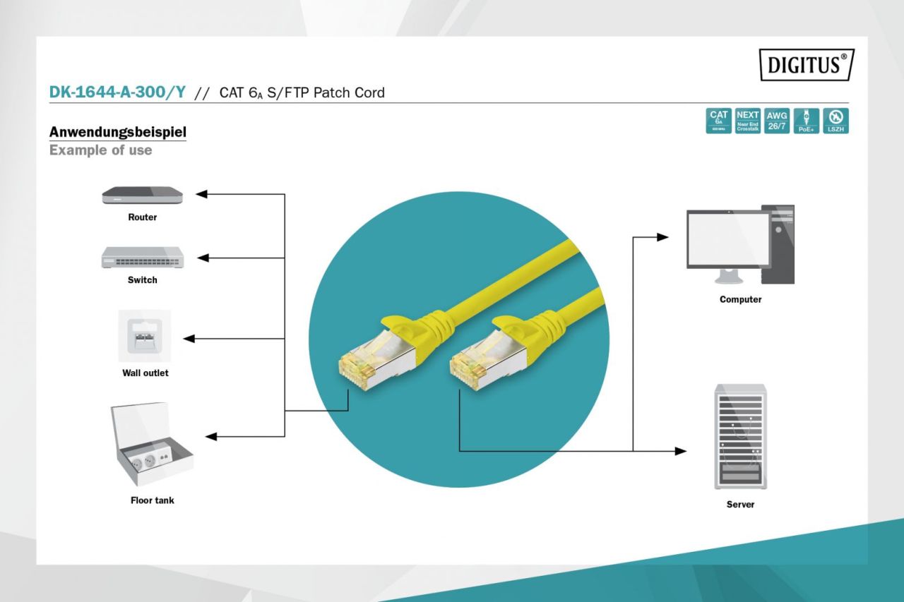 Digitus CAT6A S-FTP Patch Cable 30m Yellow