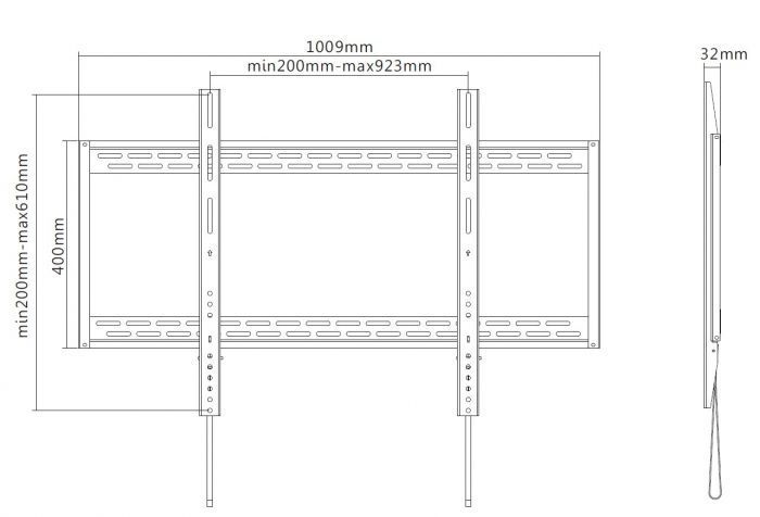 EQuip 60"-100" Fixed Curved TV Wall Mount Bracket