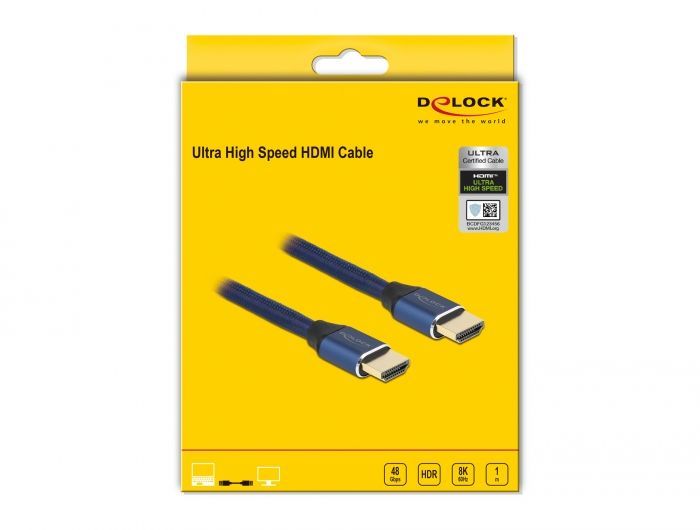 DeLock Ultra High Speed HDMI Cable 48 Gbps 8K 60 Hz 1m Blue