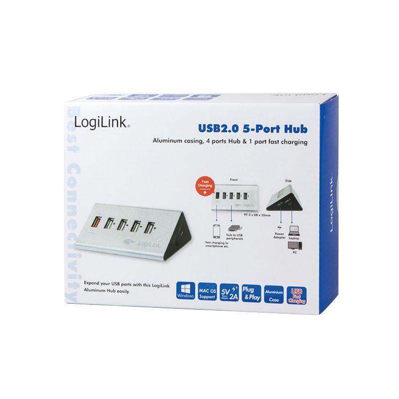 Logilink USB 2.0 High Speed Hub 4-Port + 1x Fast Charging Port