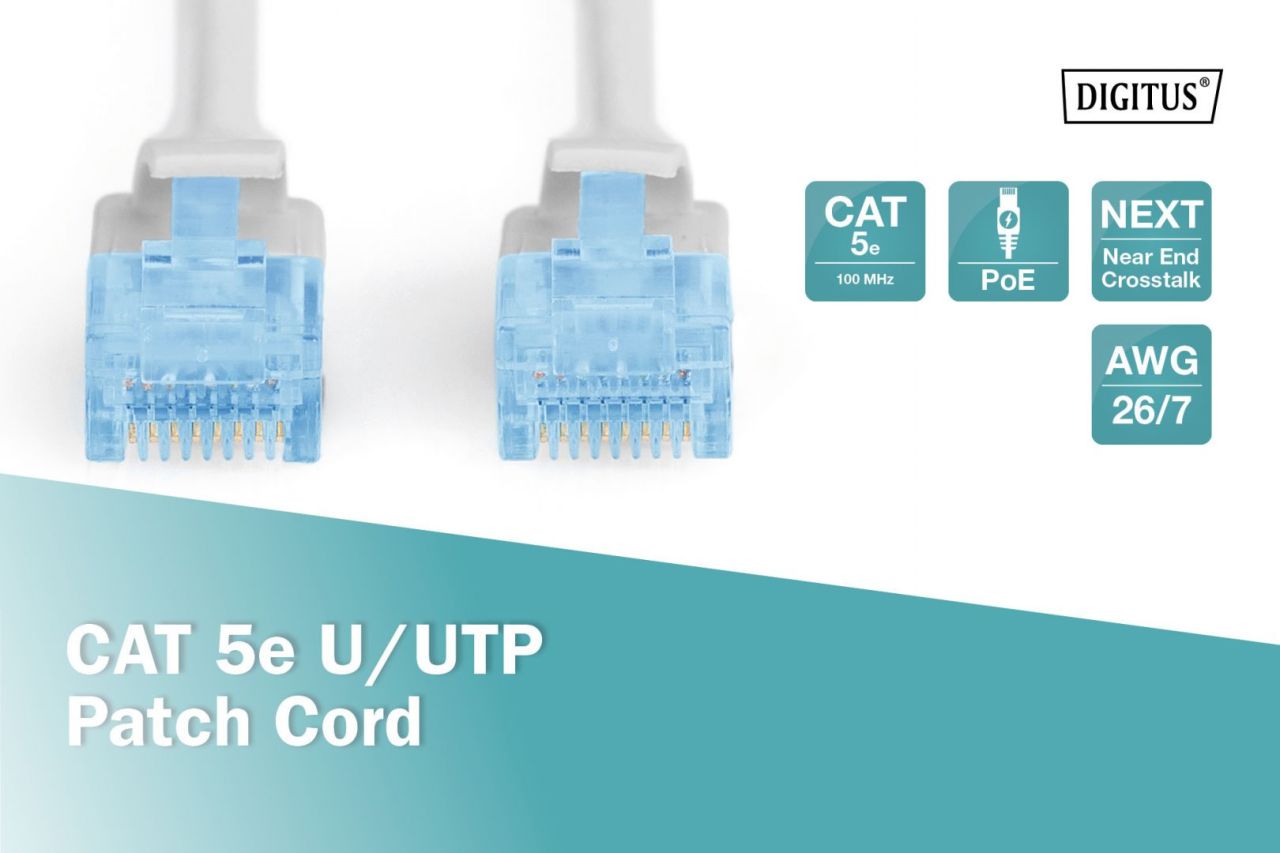 Digitus CAT5e U-UTP Patch Cable 0,5m Grey