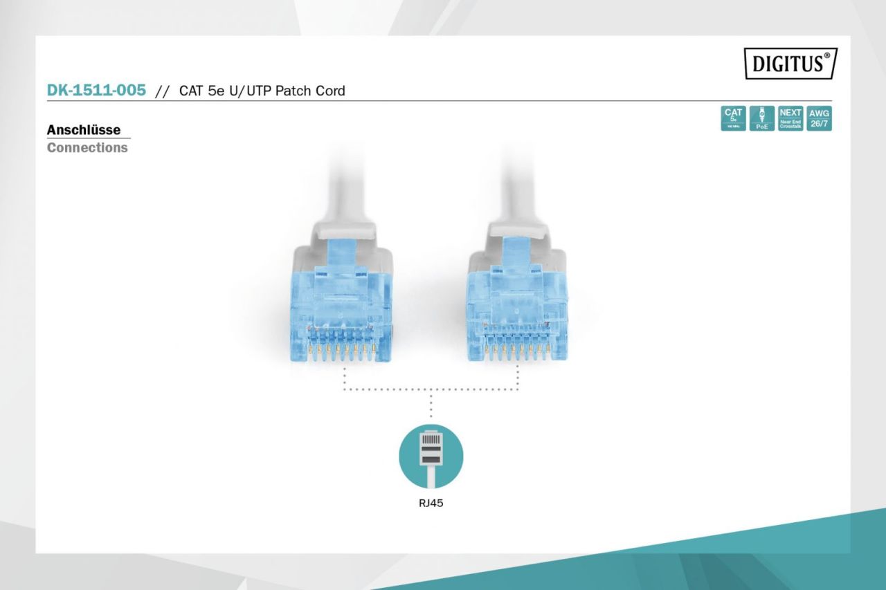 Digitus CAT5e U-UTP Patch Cable 0,5m Grey