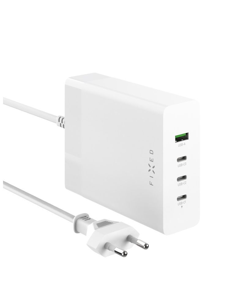 FIXED hálózati töltő állomás, 3xUSB-C/1xUSB, GaN technológia, PD 3.0 támogatás, 200W, fehér, FIXCG200-3C1A-WH