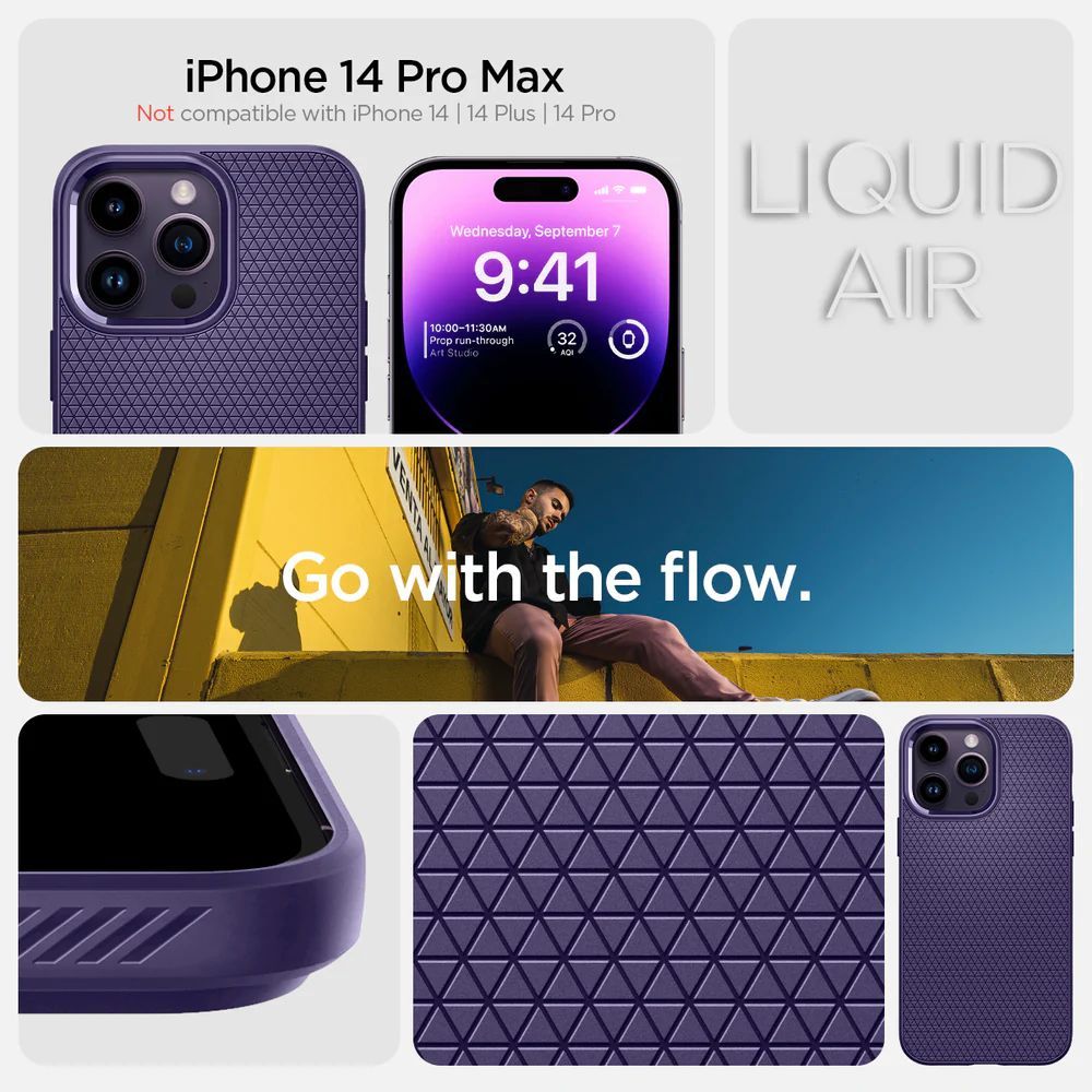 Spigen iPhone 14 Pro Max Case Liquid Air Purple