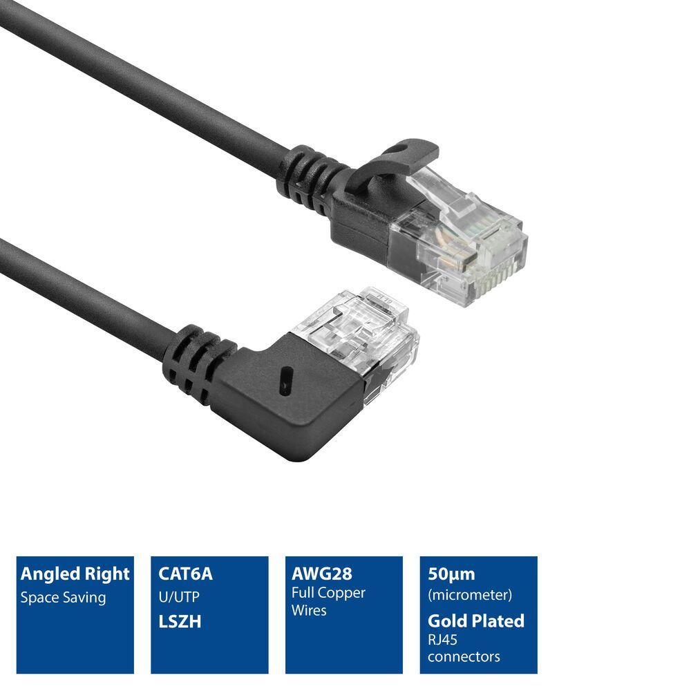 ACT CAT6A U-UTP Patch Cable 0,5m Black