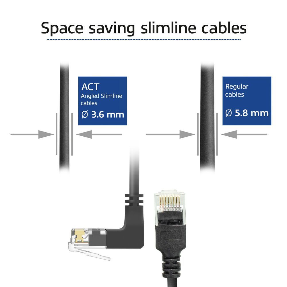 ACT CAT6A U-UTP Patch Cable 0,5m Black