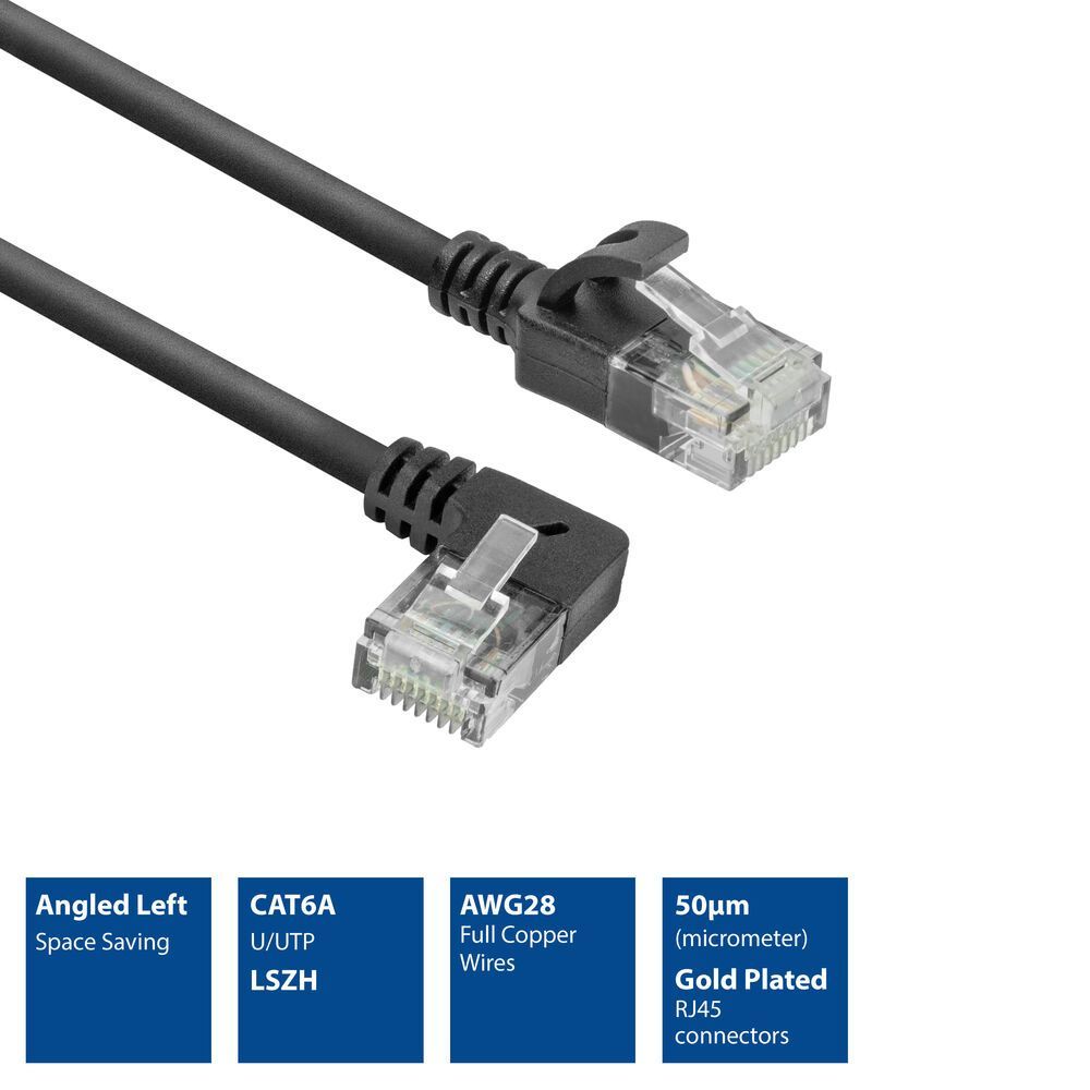 ACT CAT6A U-UTP Patch Cable 0,5m Black