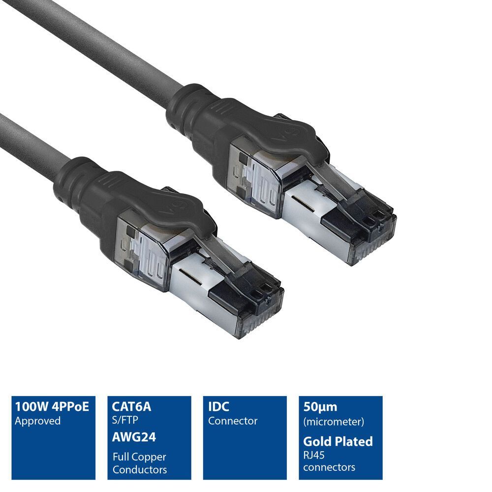 ACT CAT6A S-FTP Patch Cable 3m Black