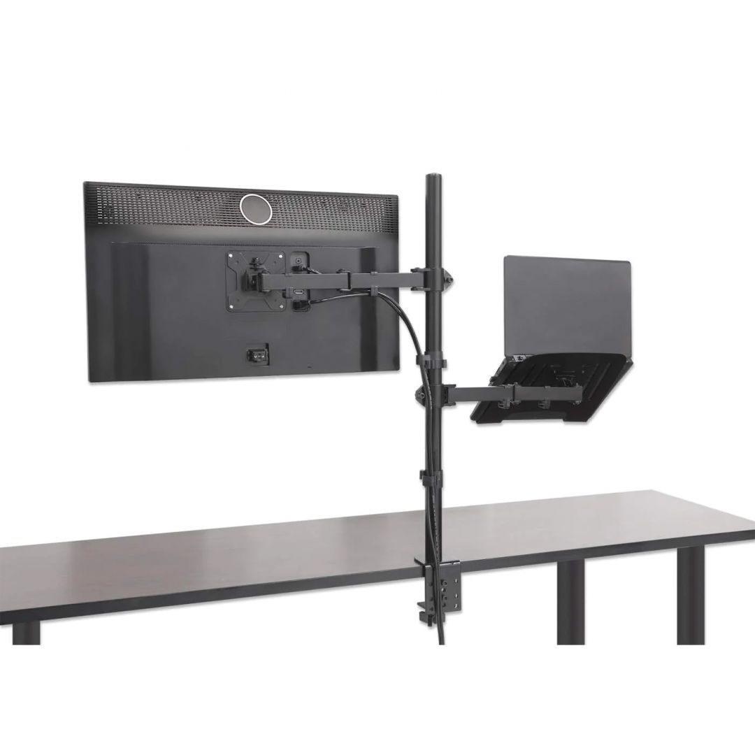 Manhattan Desktop Combo Mount with Monitor Arm and Laptop Stand 13"-32" Black