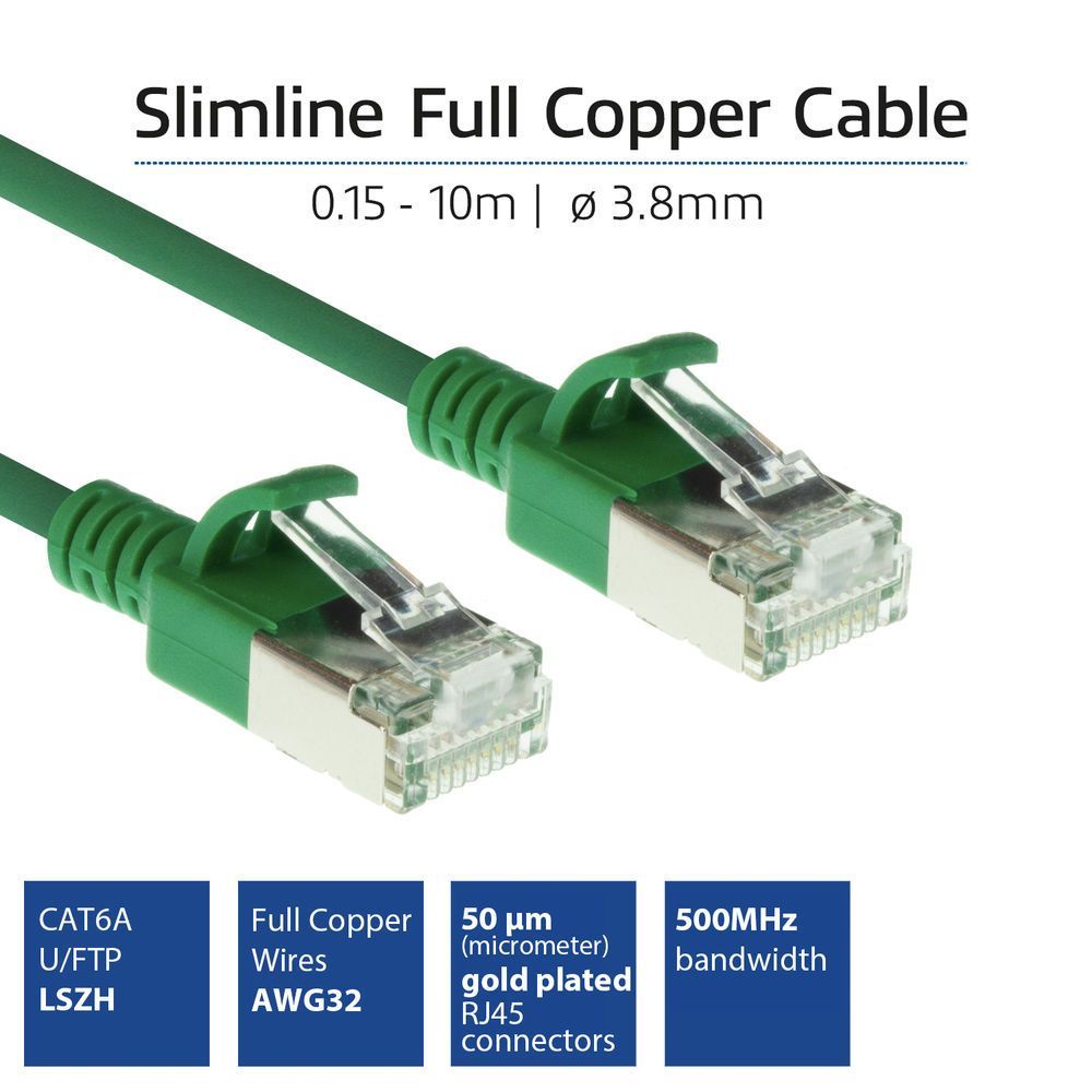 ACT CAT6A U-FTP Patch Cable 1,5m Green