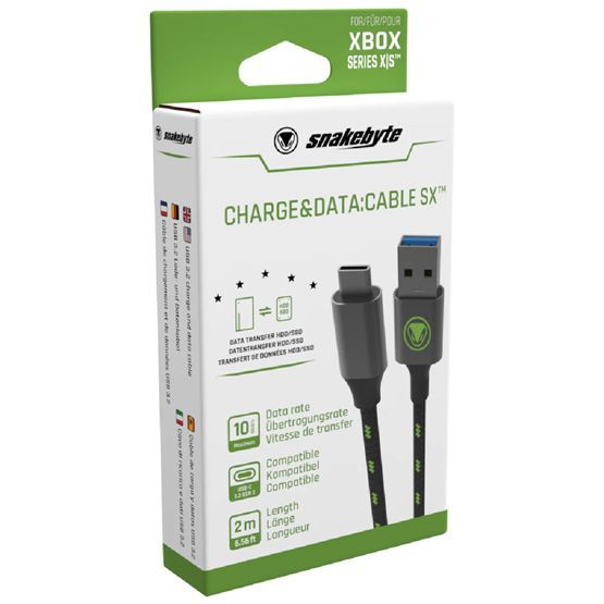 snakebyte XBox Series X USB Charge and Data Cable SX 2m Black/Green