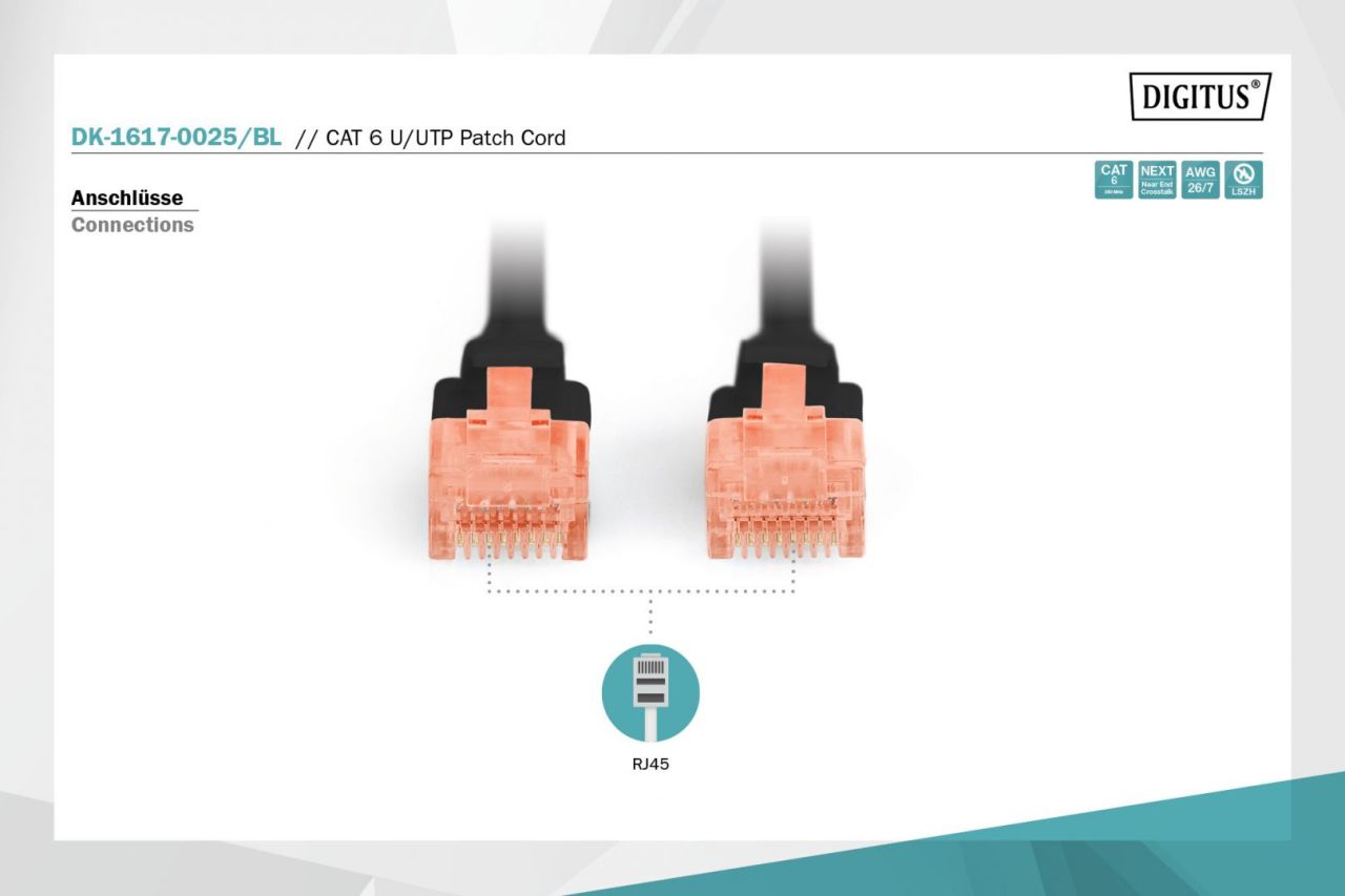 Digitus CAT6 U-UTP Patch Cable 0,25m Black