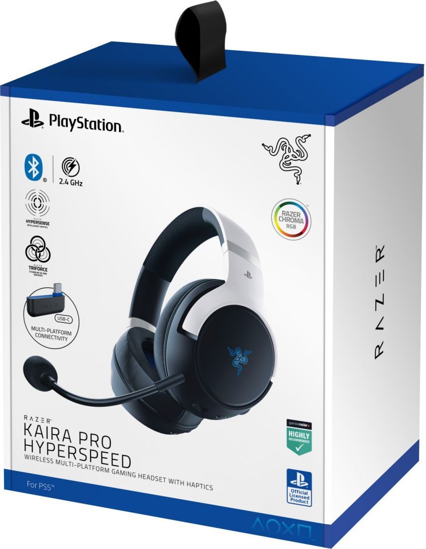 Razer Kaira Pro HyperSpeed PlayStation Licensed Wireless Bluetooth Gaming Headset White/Black