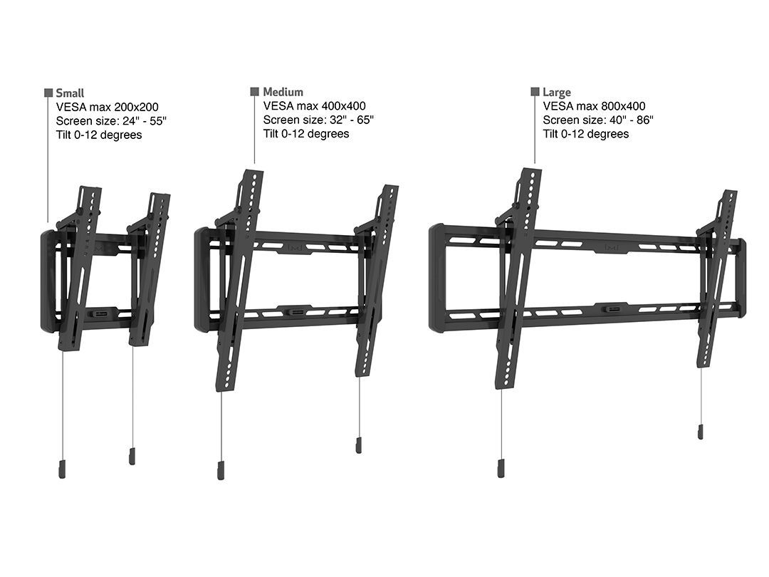 Multibrackets M Universal Wallmount Tilt Large 40"-86" Black