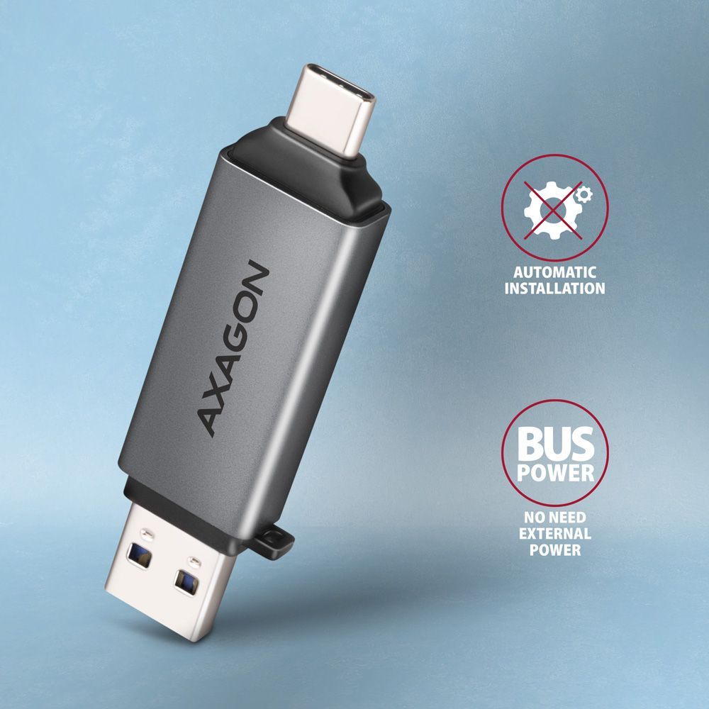 AXAGON CRE-DAC SuperSpeed USB-C + USB-A Card Reader