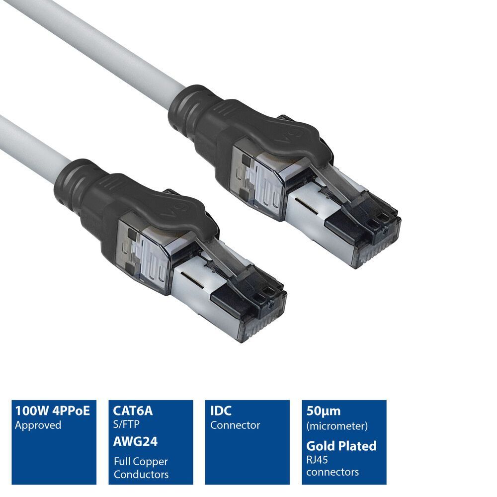 ACT CAT6A S-FTP Patch Cable 3m Grey