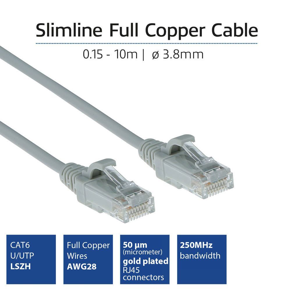 ACT CAT6A U-UTP Patch Cable 10m Grey