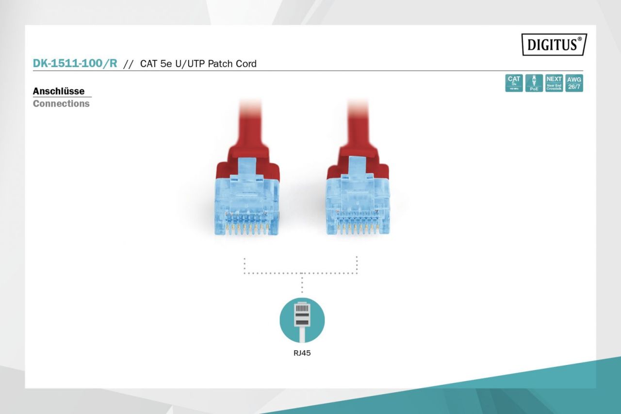 Digitus CAT5e U-UTP Patch Cable 10m Red