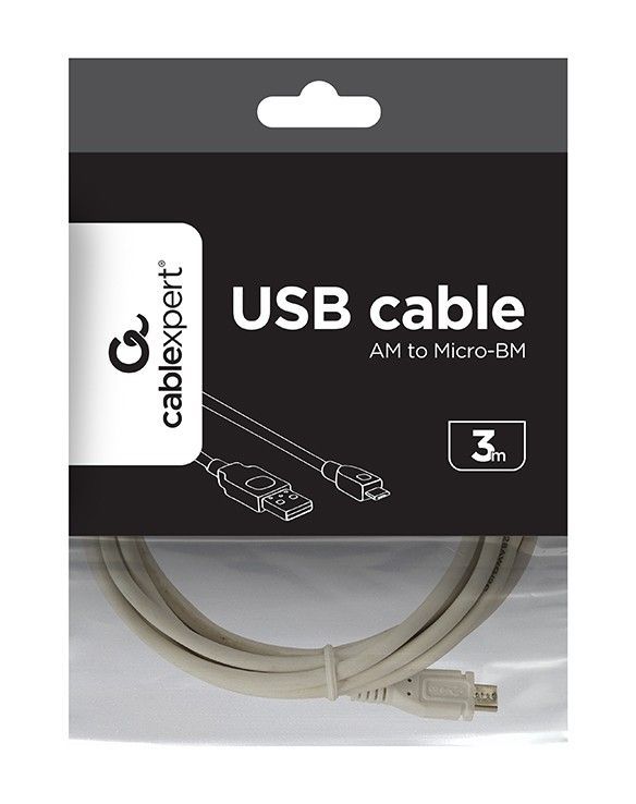 Gembird CCP-mUSB2-AMBM-W-10 Micro-USB cable 3m White