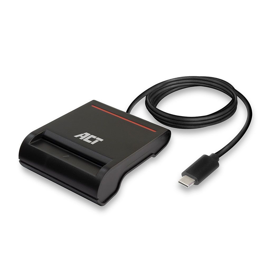 ACT AC6020 External USB-C Smartcard eID Card Reader Black